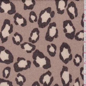 1 YD PC-Tan Cheetah Thermal Waffle Knit Fabric