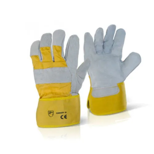 100 Pair Canadian Leather Rigger Work Gloves - Yellow