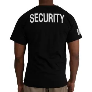 2-Sided Security T-Shirt with US Flag On Sleeve - Black