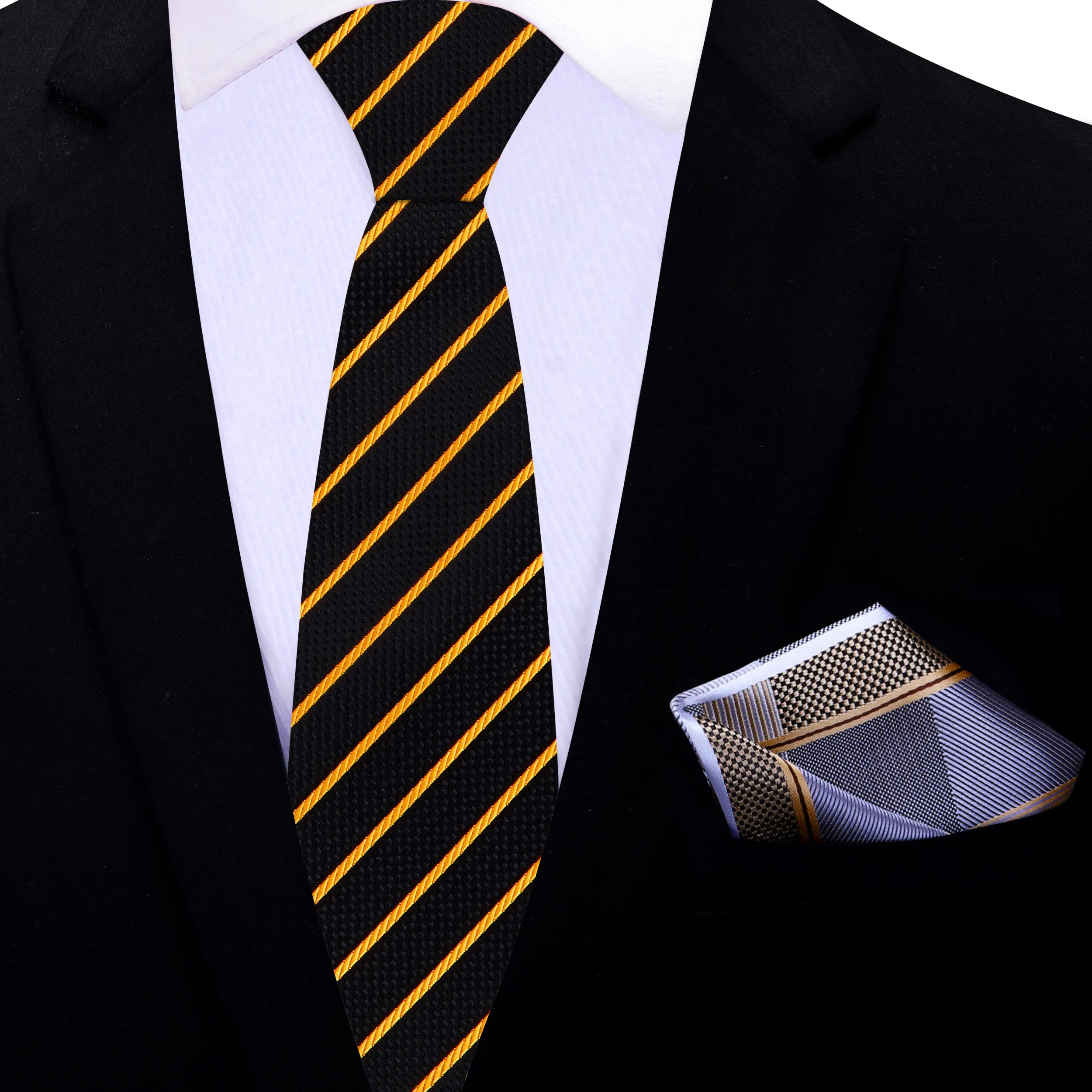 Black & Gold Perfect Pinstripe Necktie