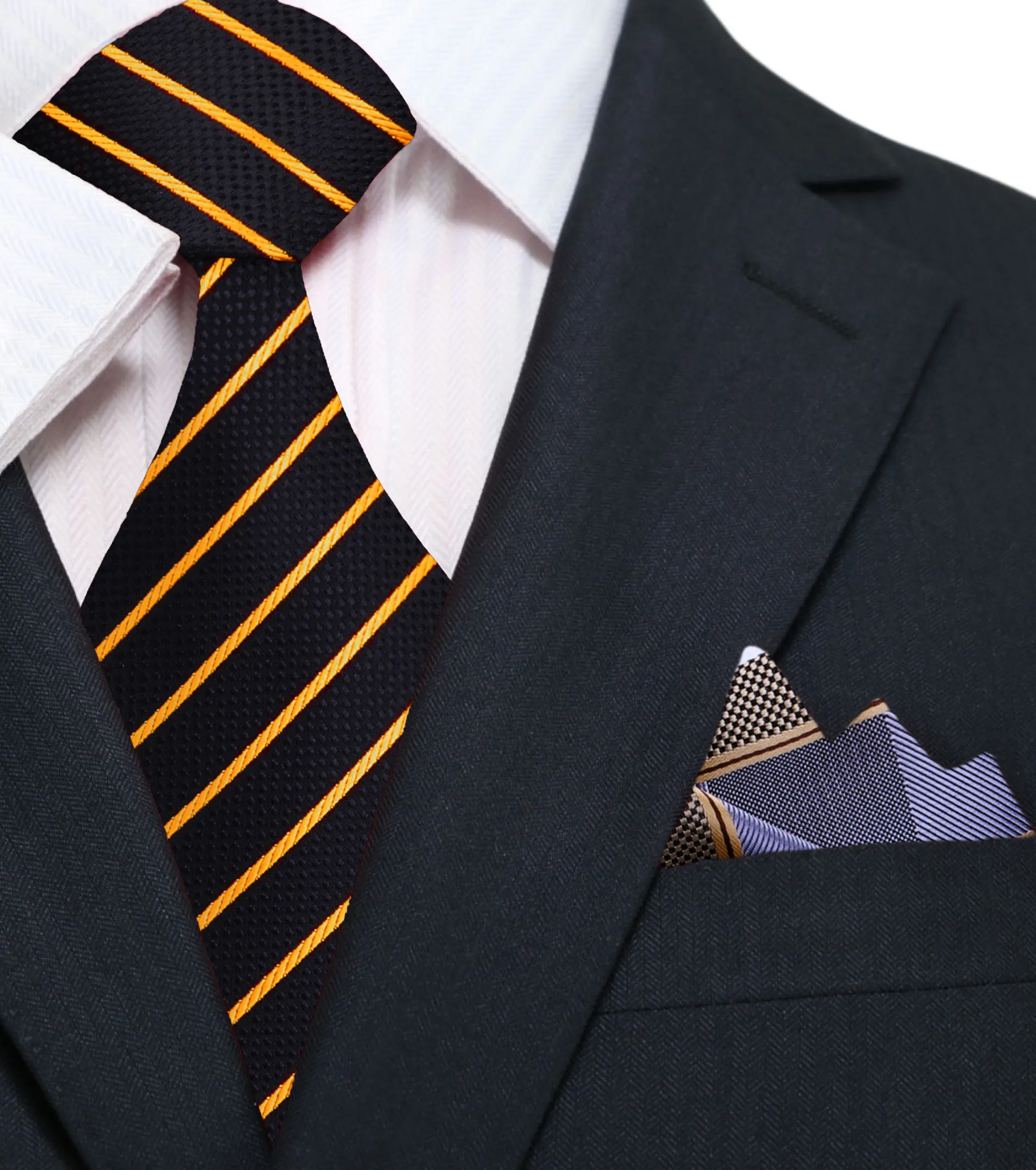 Black & Gold Perfect Pinstripe Necktie