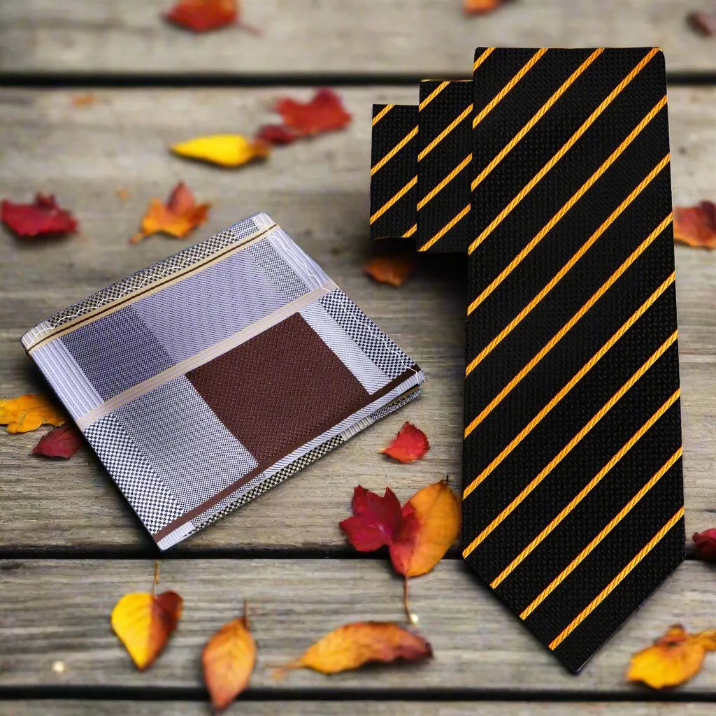 Black & Gold Perfect Pinstripe Necktie