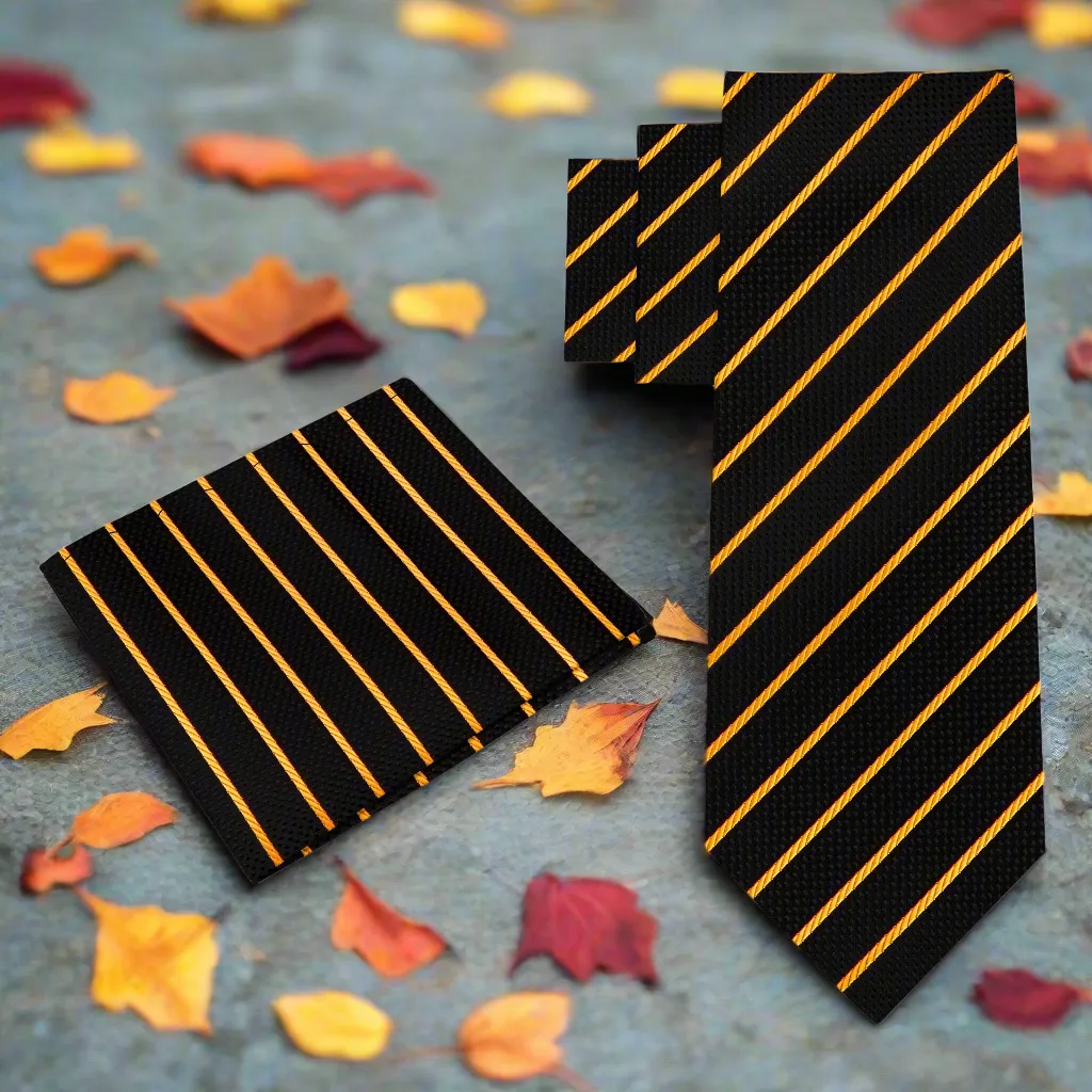 Black & Gold Perfect Pinstripe Necktie