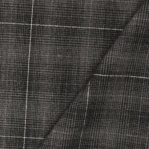 Black-Gray-Silver Plaid Grid Poly Metallic Shirting Woven Fabric