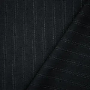 Black-Gray Tropical Wool Pinstripe Woven Shirting Fabric