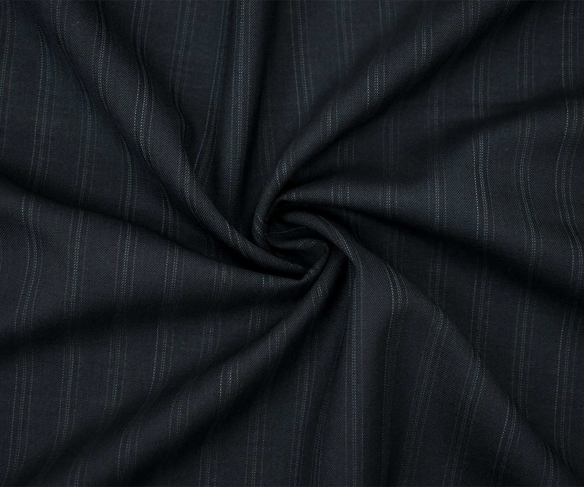 Black-Gray Tropical Wool Pinstripe Woven Shirting Fabric