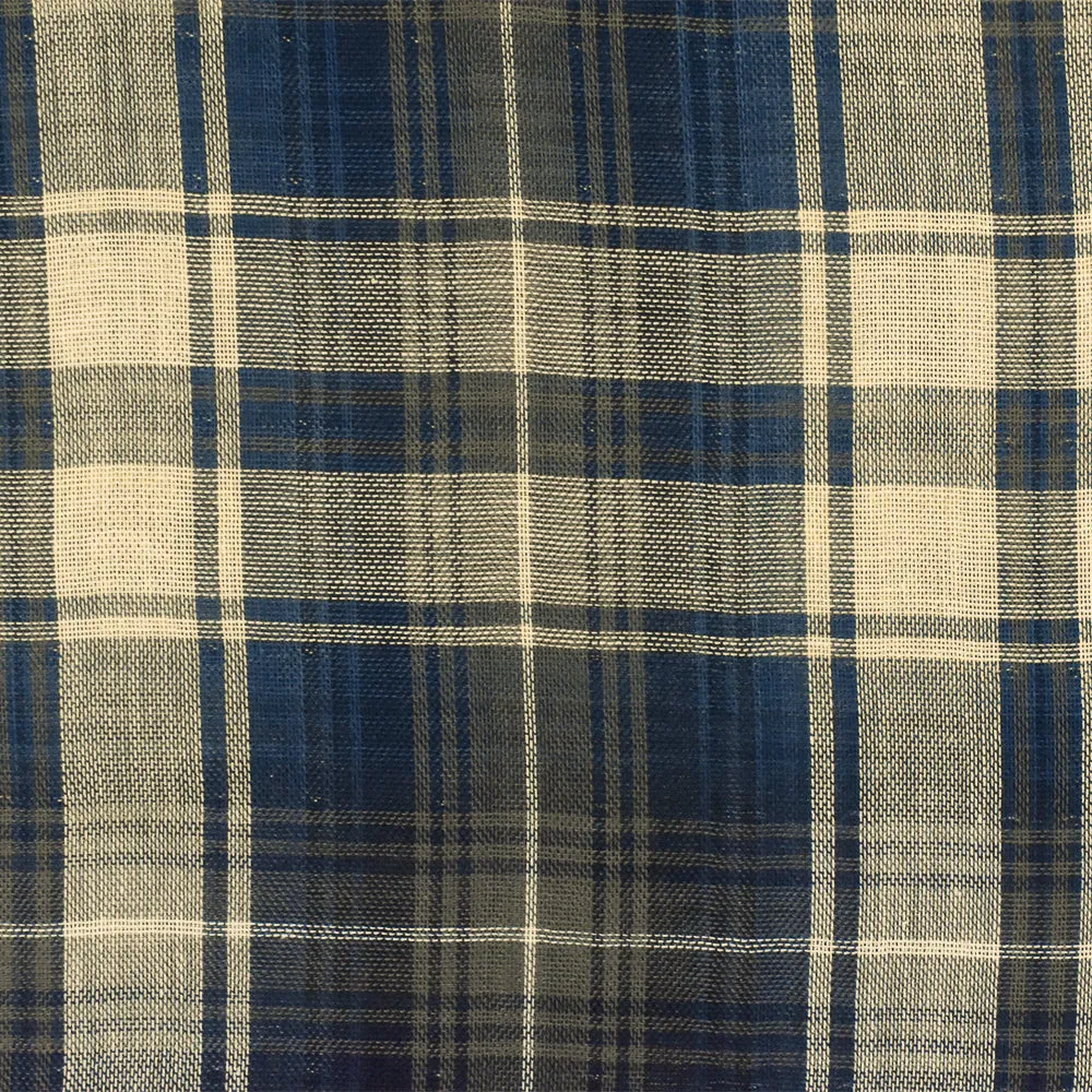 Blue-Ivory-Multi Famous Maker Cotton Plaid Double Gauze Fabric