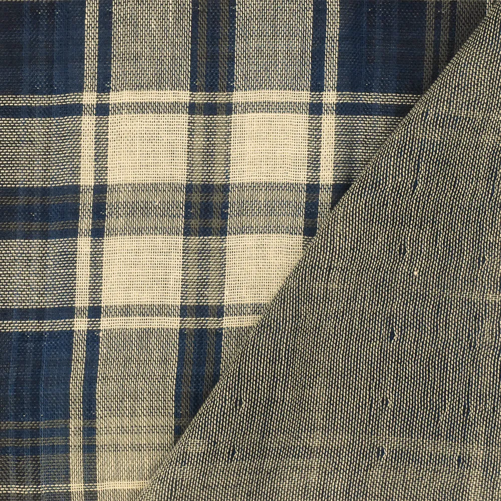 Blue-Ivory-Multi Famous Maker Cotton Plaid Double Gauze Fabric