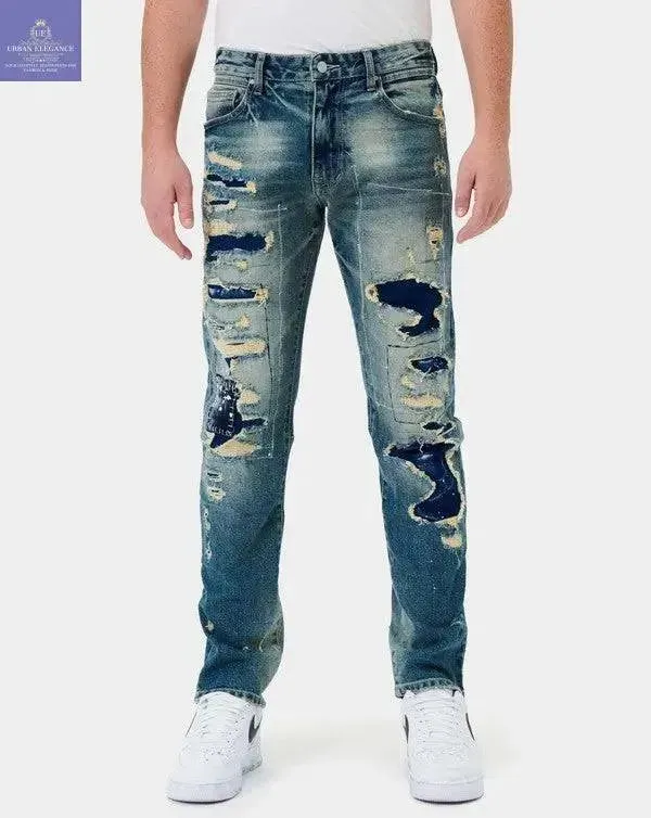 Boro Patchwork Straight Leg Jeans