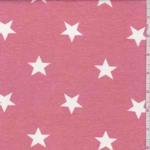 Brick Pink Star Baby French Terry Knit Fabric