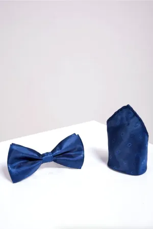 BT CIRCLES - Blue Circle Print Bow Tie and Pocket Square Set