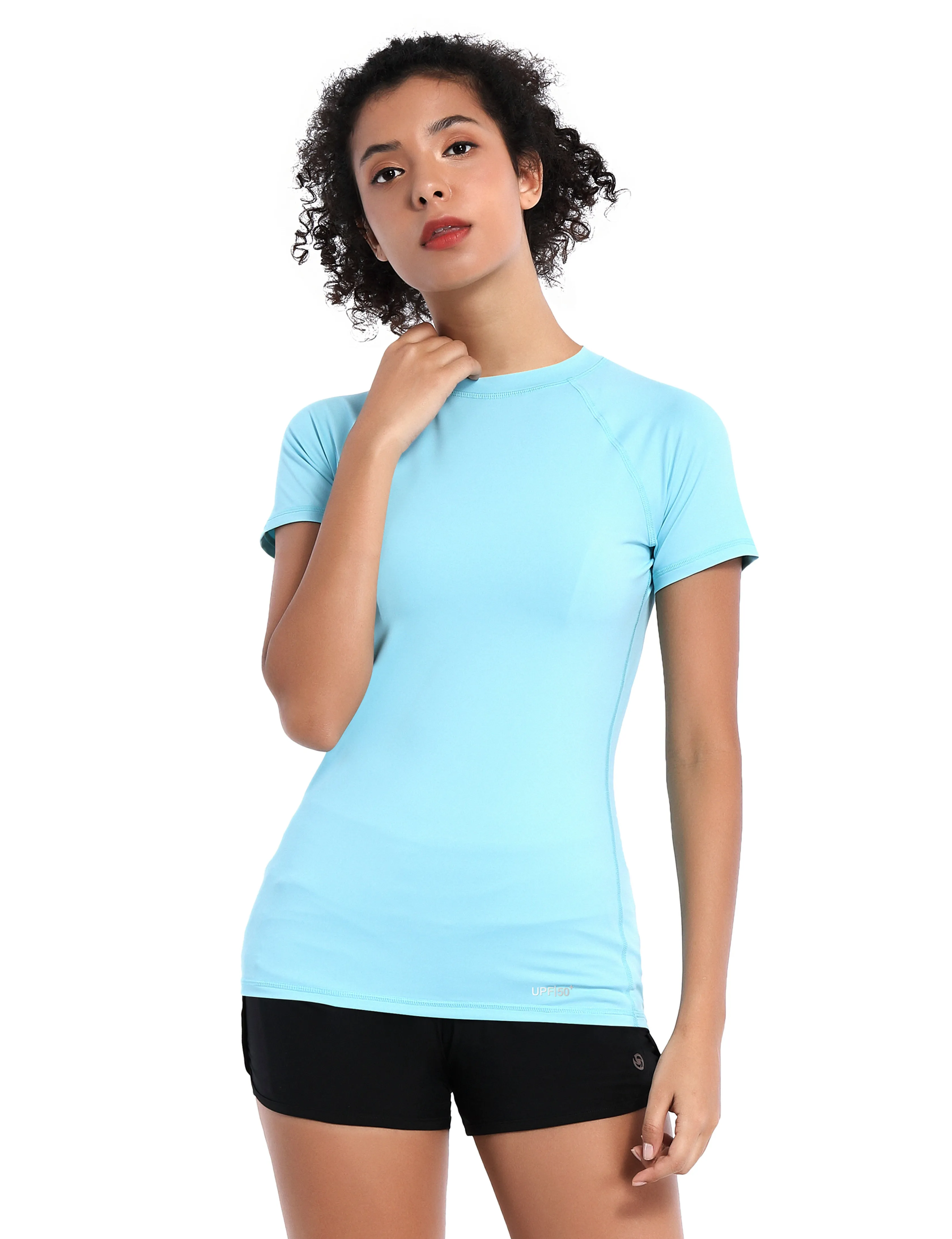 BUBBLELIME 84P/16S Short Sleeve Rashguard for Women_Plus Size