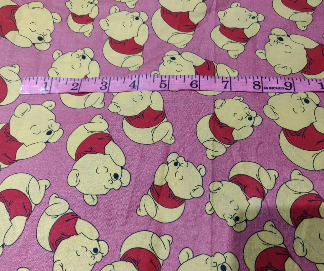 COTTON POPLIN WINNIE THE POOH PINK PRINT 58" wide