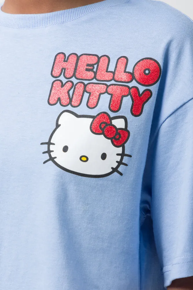 Crop Boxy T-Shirt Hello Kitty Blue