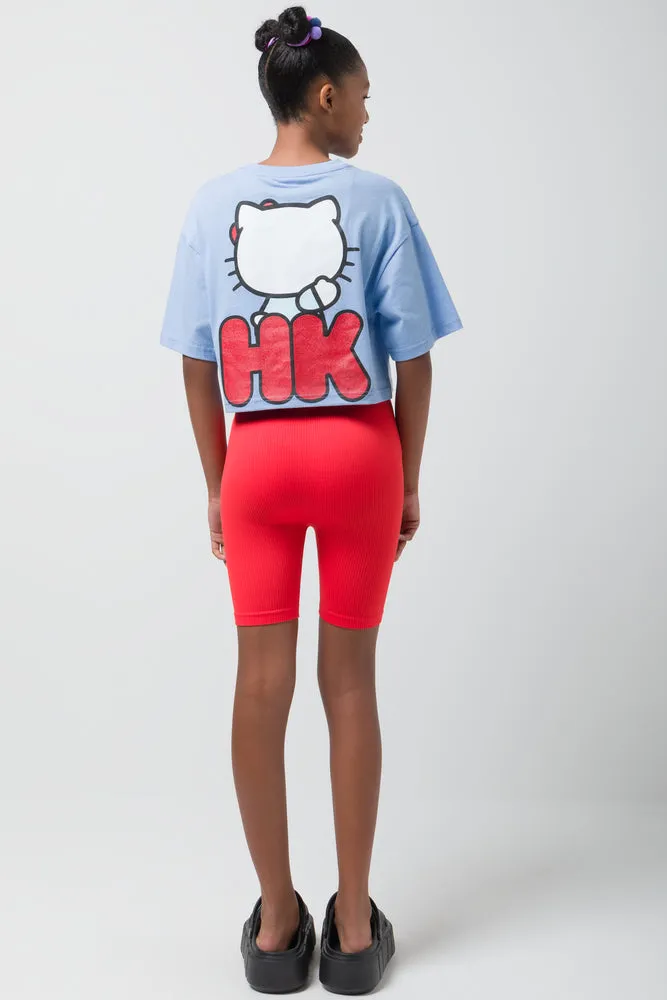 Crop Boxy T-Shirt Hello Kitty Blue