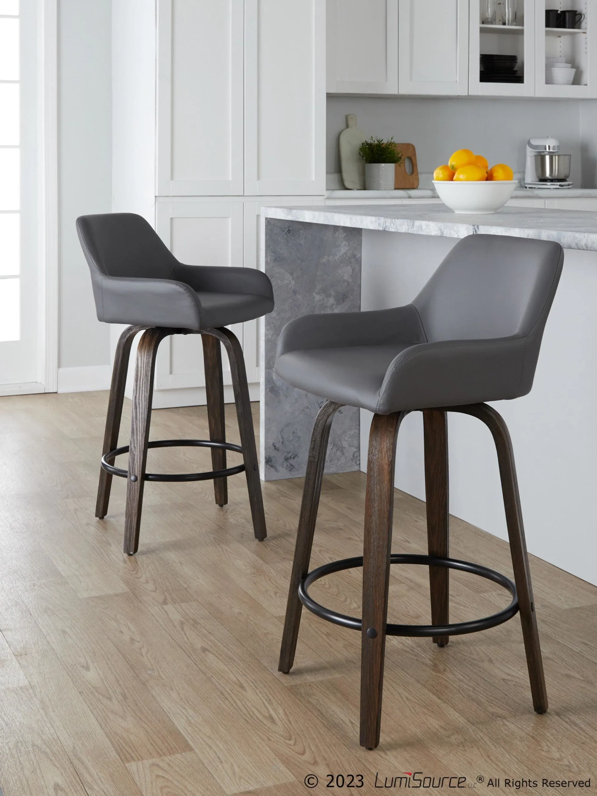 Daniella 26" Fixed-Height Counter Stool - Set of 2 By LumiSource - B26-DNLAPU-GRTZQ2 BNCAM2