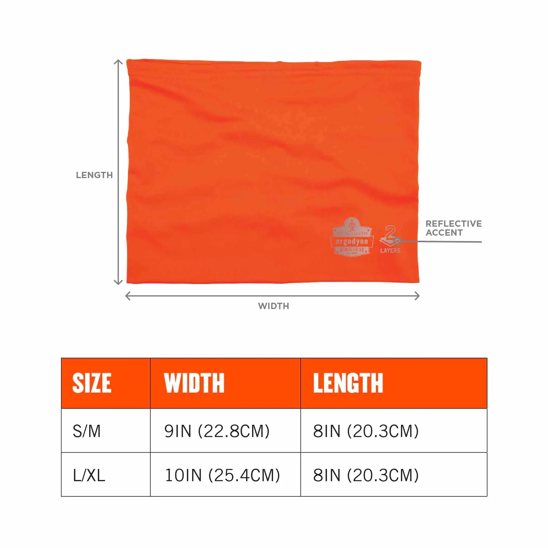 Ergodyne 42147 6489 L/XL Hi-Vis Orange 2-Layer Cooling Multi-Band - Performance Knit