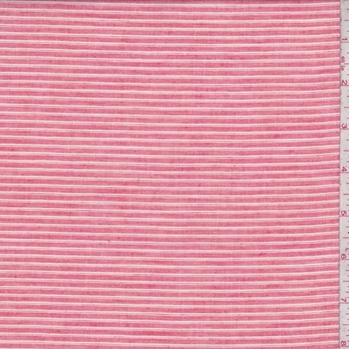 Fire Red Double Pinstripe Cotton Lawn Fabric