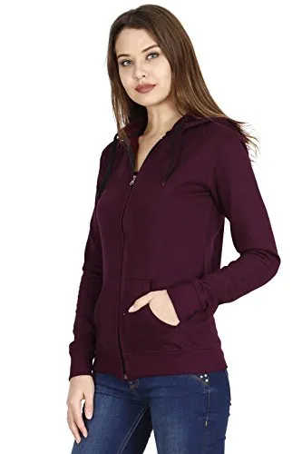 FLEXIMAA Women's Cotton Hooded Hoodie (whoomaroon7c-l_Maroon_Large)