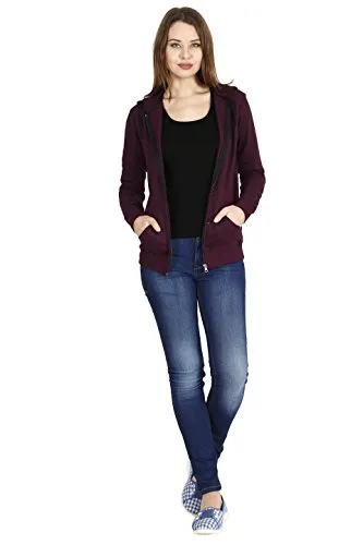 FLEXIMAA Women's Cotton Hooded Hoodie (whoomaroon7c-l_Maroon_Large)