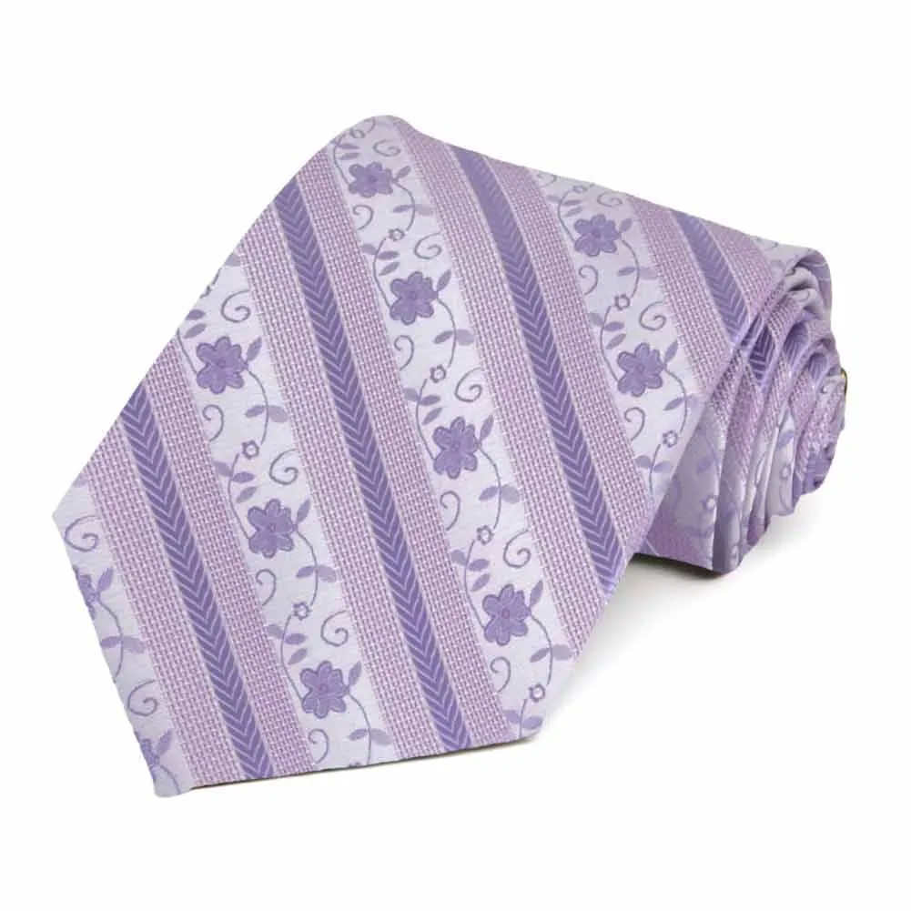 Freesia Anna Floral Striped Extra Long Necktie