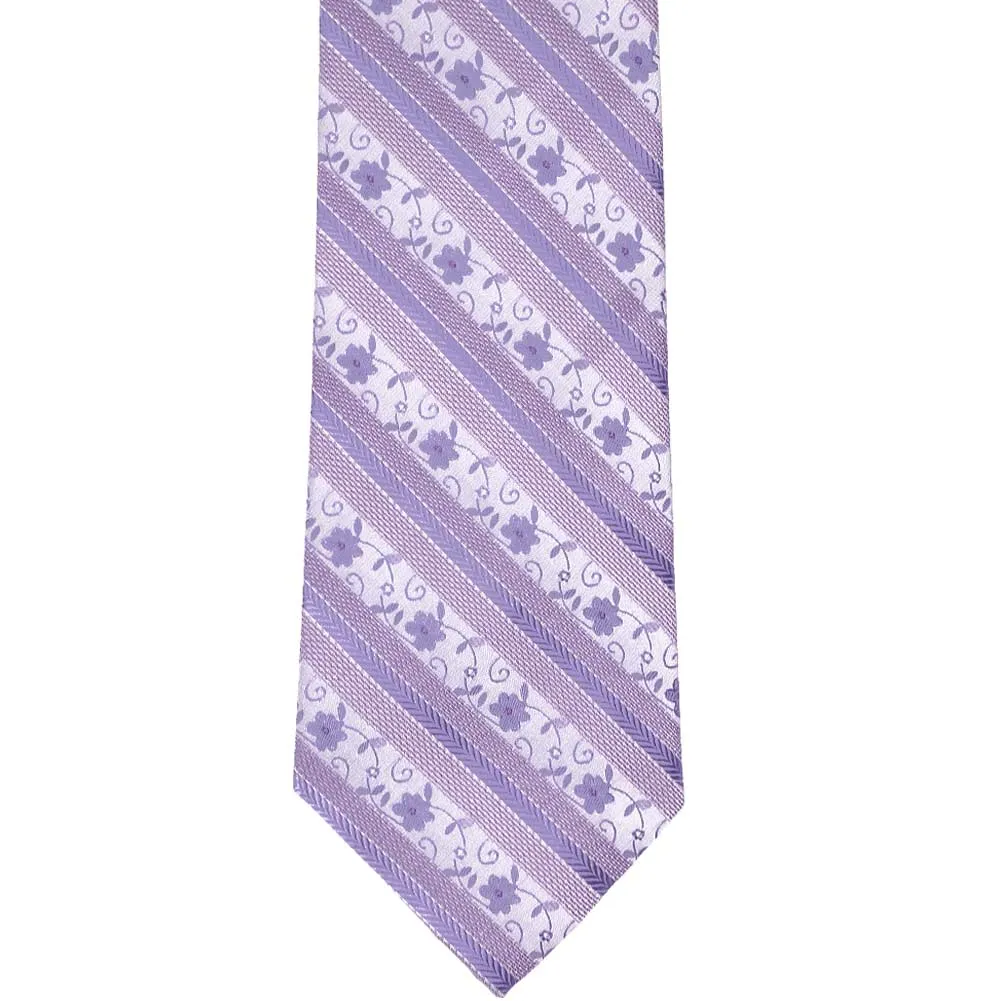 Freesia Anna Floral Striped Extra Long Necktie