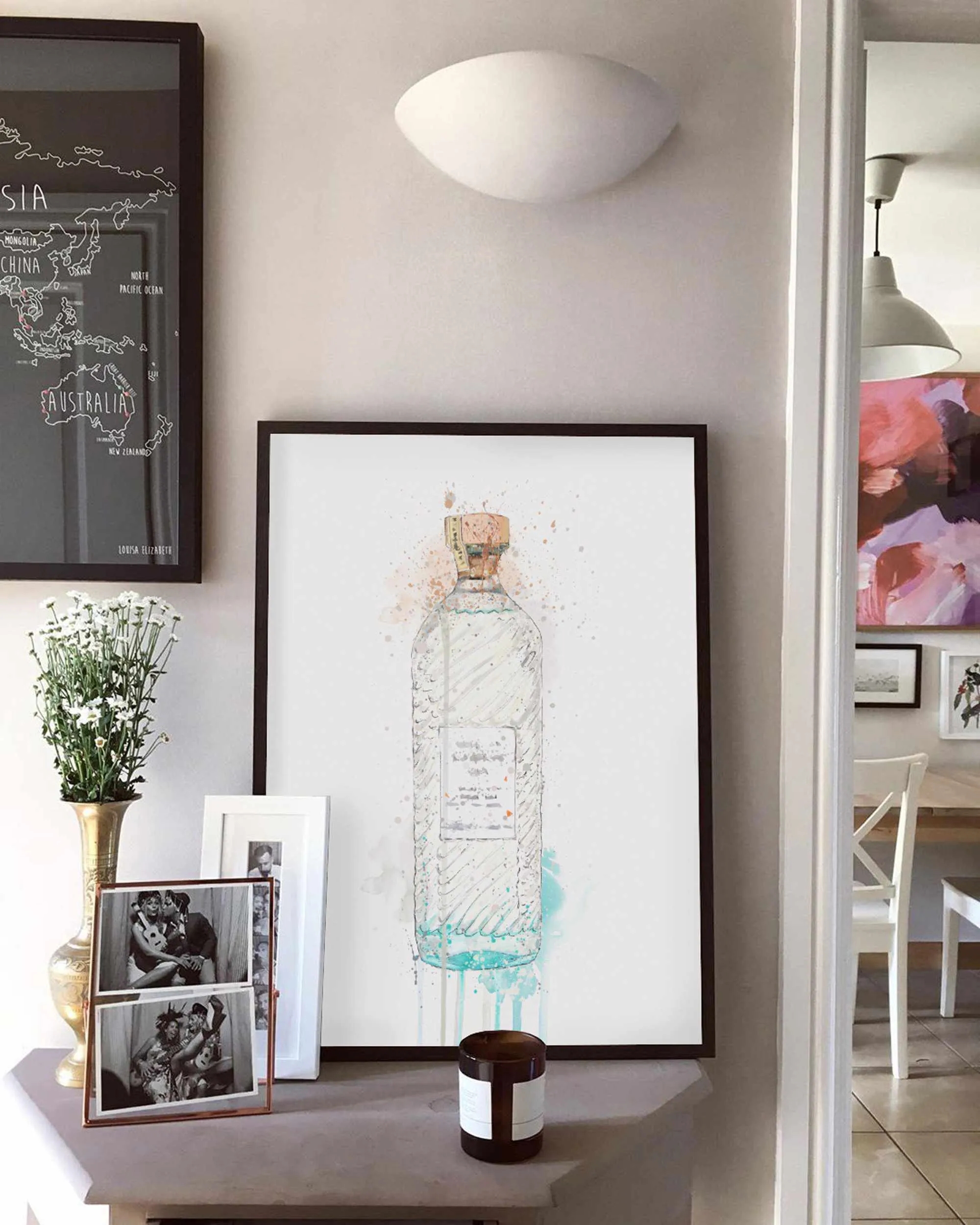 Gin Bottle Wall Art Print 'Hebridean Hue'