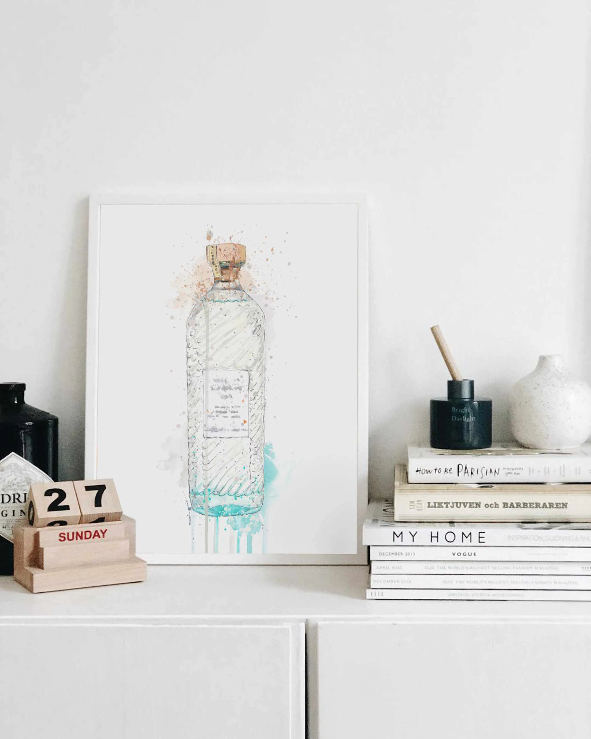 Gin Bottle Wall Art Print 'Hebridean Hue'