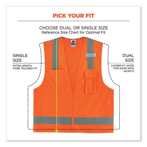 Glowear 8249z-s Single Size Class 2 Economy Surveyors Zipper Vest, Polyester, 2x-large, Orange, Ships In 1-3 Business Days