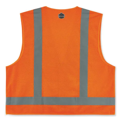 Glowear 8249z-s Single Size Class 2 Economy Surveyors Zipper Vest, Polyester, 2x-large, Orange, Ships In 1-3 Business Days