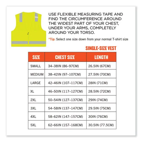 Glowear 8249z-s Single Size Class 2 Economy Surveyors Zipper Vest, Polyester, 3x-large, Lime, Ships In 1-3 Business Days