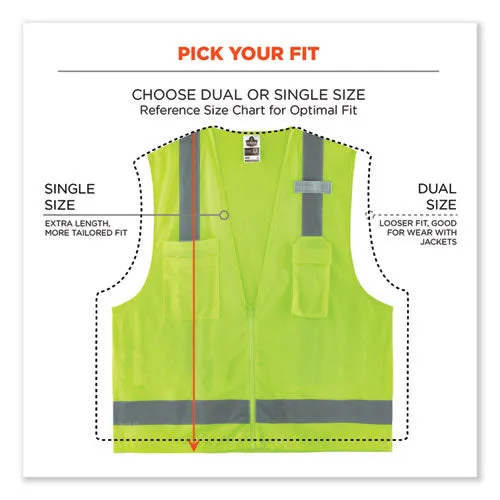 Glowear 8249z-s Single Size Class 2 Economy Surveyors Zipper Vest, Polyester, 3x-large, Lime, Ships In 1-3 Business Days