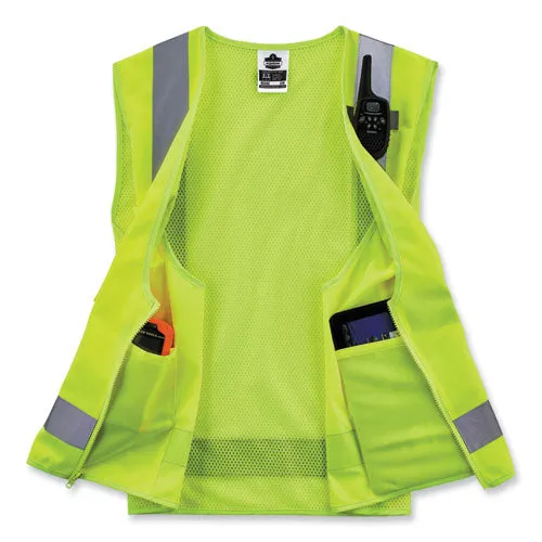 Glowear 8249z-s Single Size Class 2 Economy Surveyors Zipper Vest, Polyester, 3x-large, Lime, Ships In 1-3 Business Days