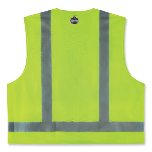 Glowear 8249z-s Single Size Class 2 Economy Surveyors Zipper Vest, Polyester, 3x-large, Lime, Ships In 1-3 Business Days