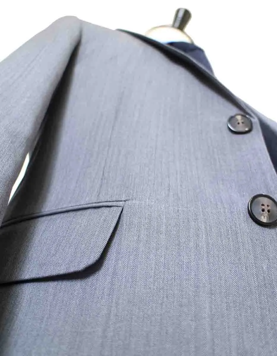 GREY HERRINGBONE WORSTED 3 PIECE SUIT