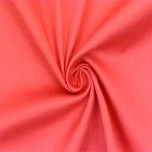 Hot Coral Red Solid Stretch Cotton Sateen Woven Fabric