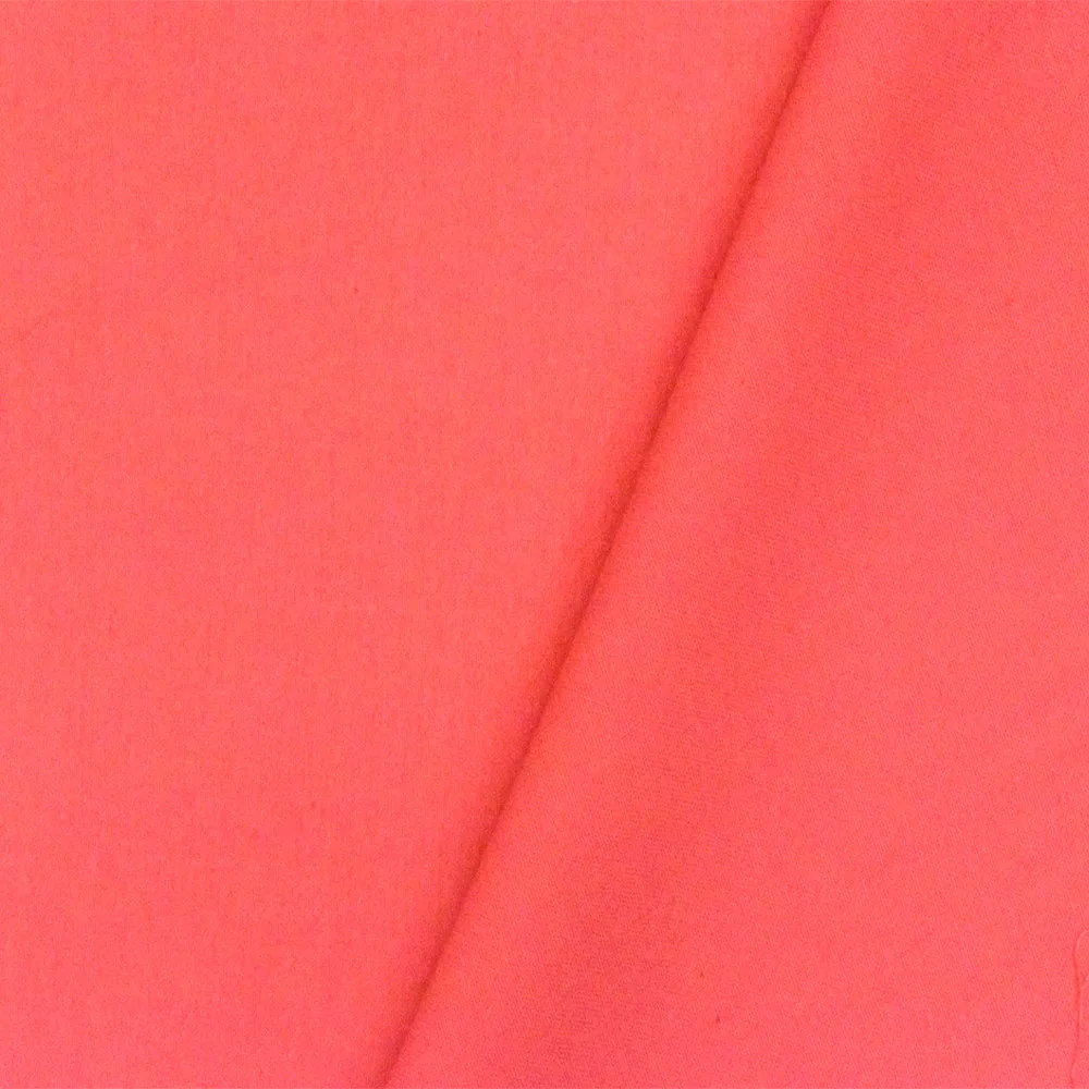 Hot Coral Red Solid Stretch Cotton Sateen Woven Fabric