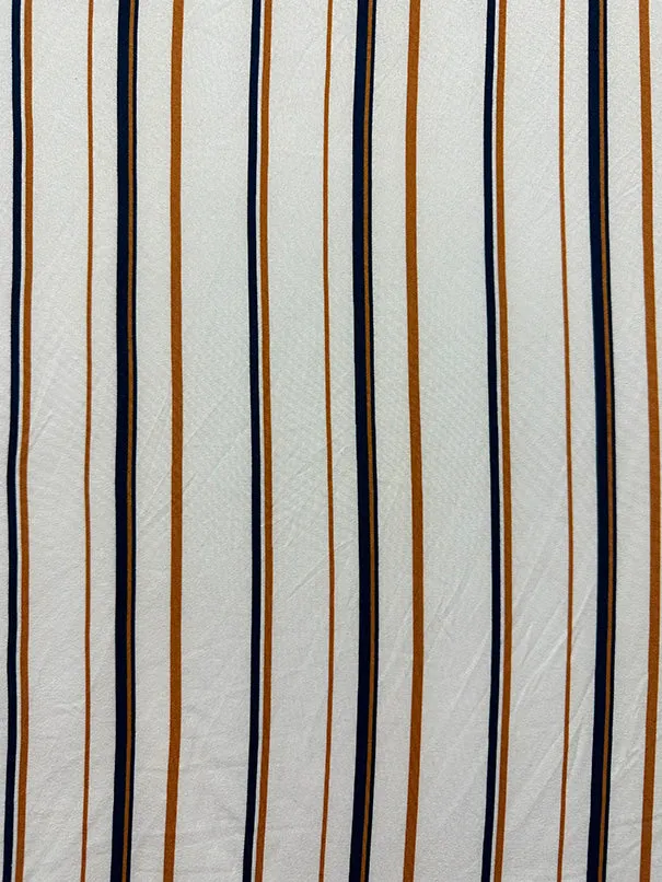 Ivory Multi Print Stripe Double Brushed Jersey Knit Fabric