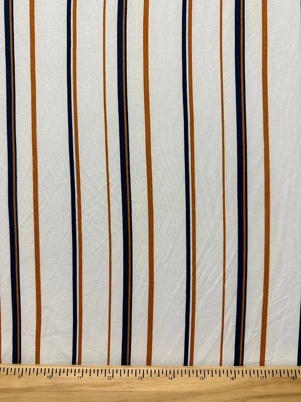 Ivory Multi Print Stripe Double Brushed Jersey Knit Fabric