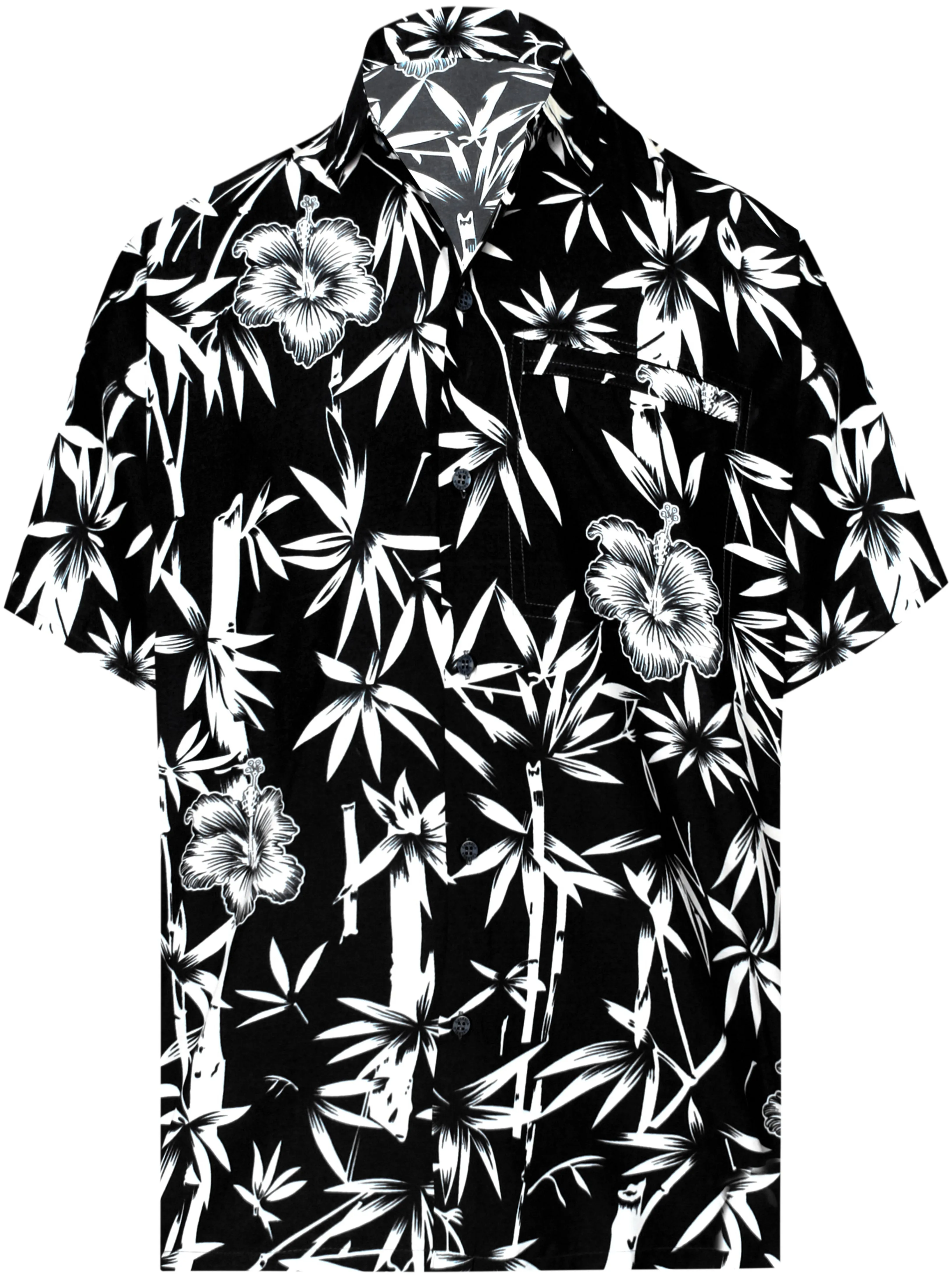 LA LEELA Shirt Casual Button Down Short Sleeve Beach Shirt Men Aloha Pocket shirt Halloween Black_W345