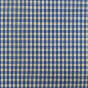 Lake Blue-Yellow-Multi Plaid Cotton Polyester Madras Woven Fabric