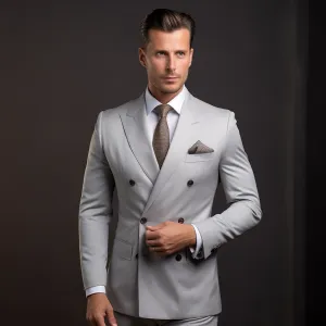 Light Grey Double Breasted Suit for Men (Copy)