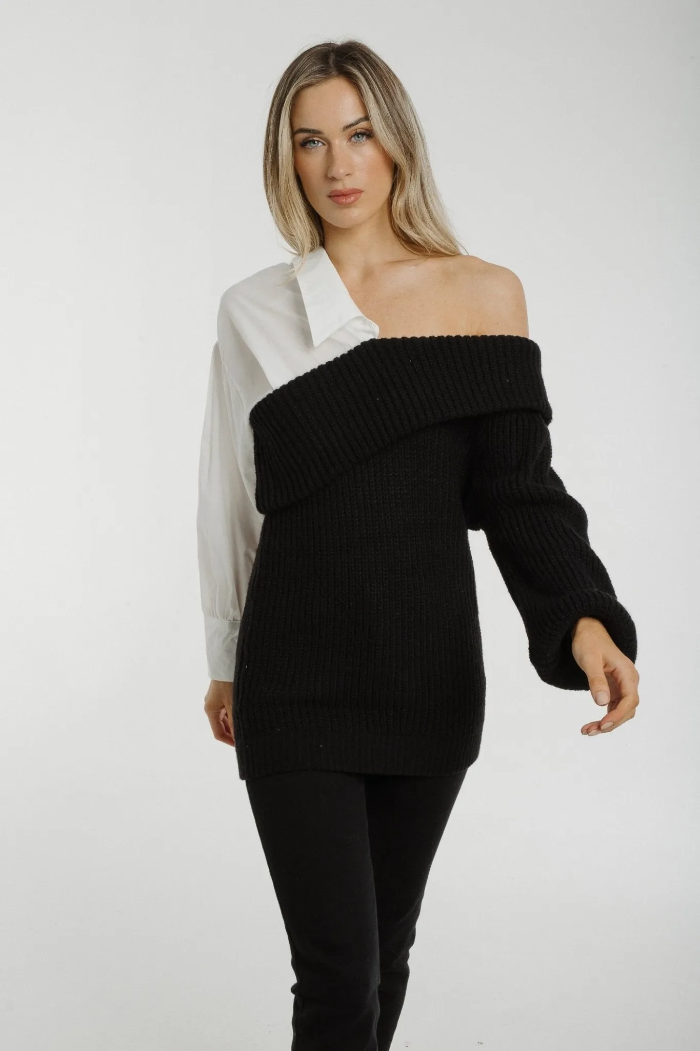 Lila Contrast Jumper In Black