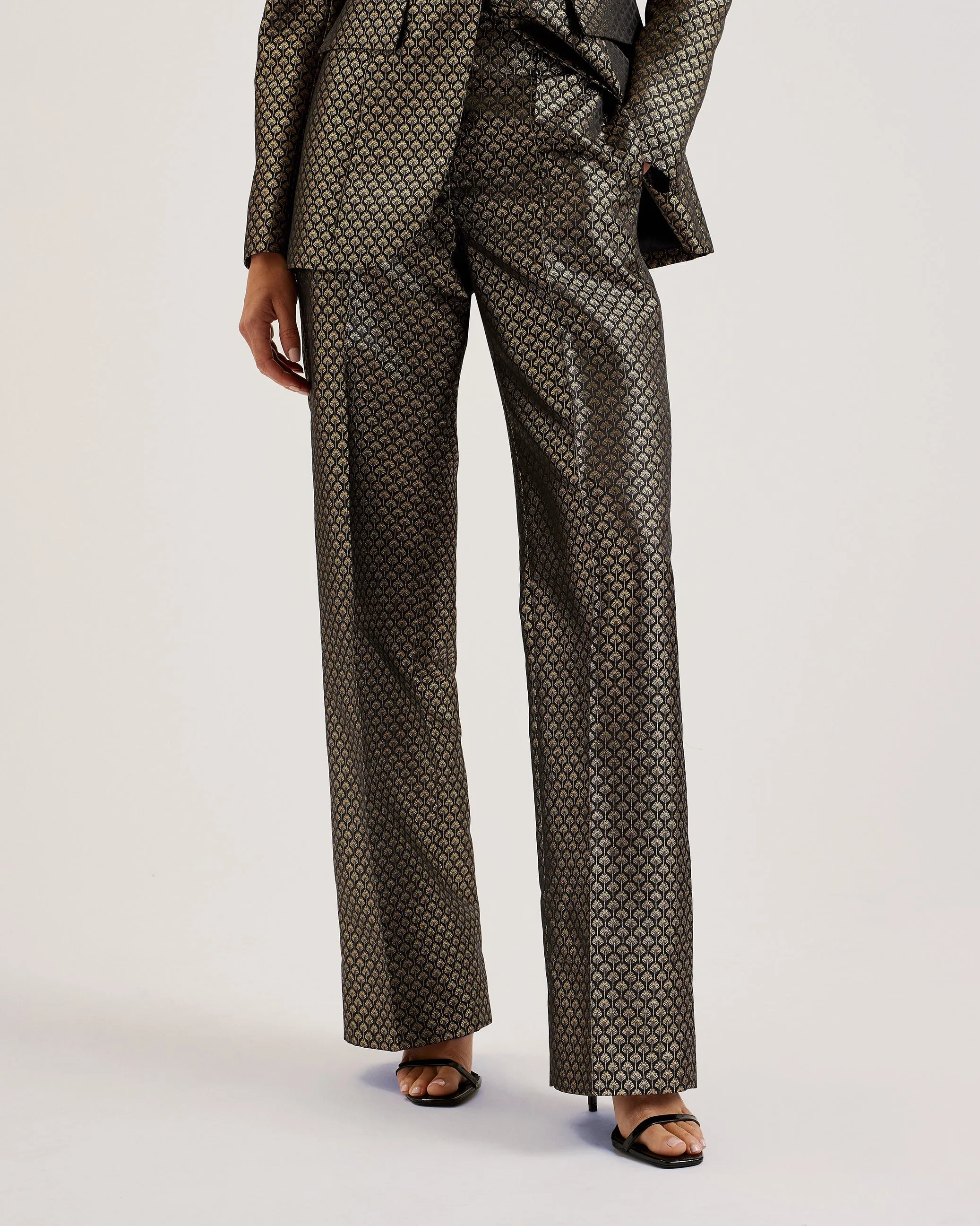 Mangut Jacquard Tailored Wide Leg Trouser Black