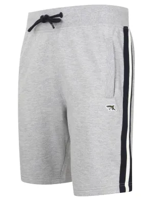 Mellish Jogger Shorts with Striped Side Panel Detail in Light Grey Marl - Le Shark