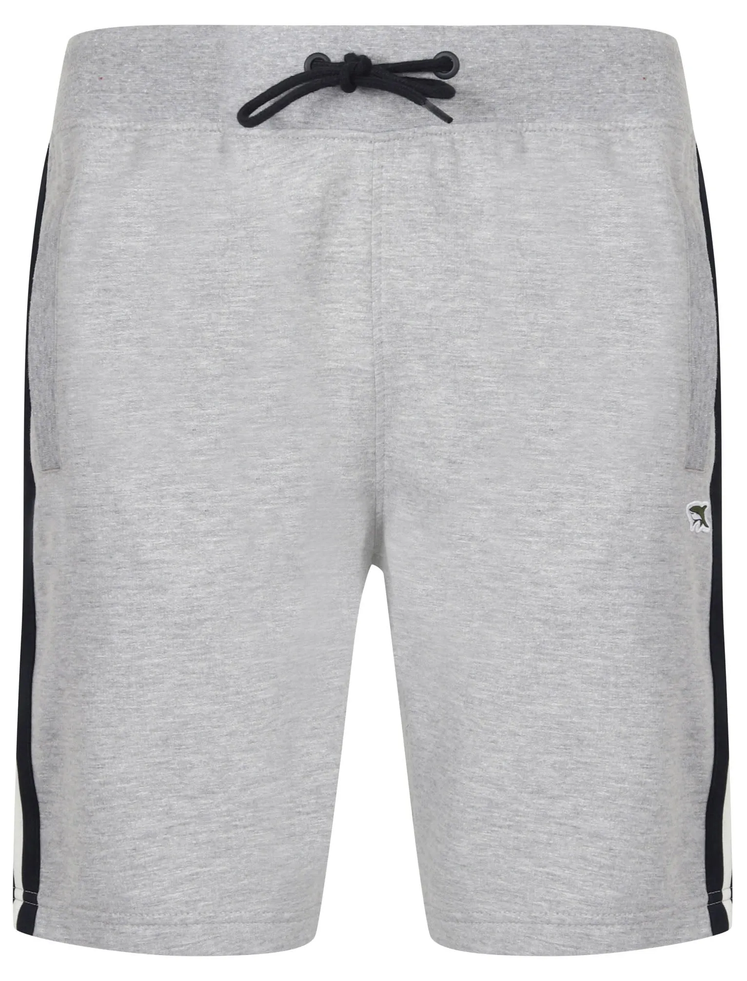 Mellish Jogger Shorts with Striped Side Panel Detail in Light Grey Marl - Le Shark