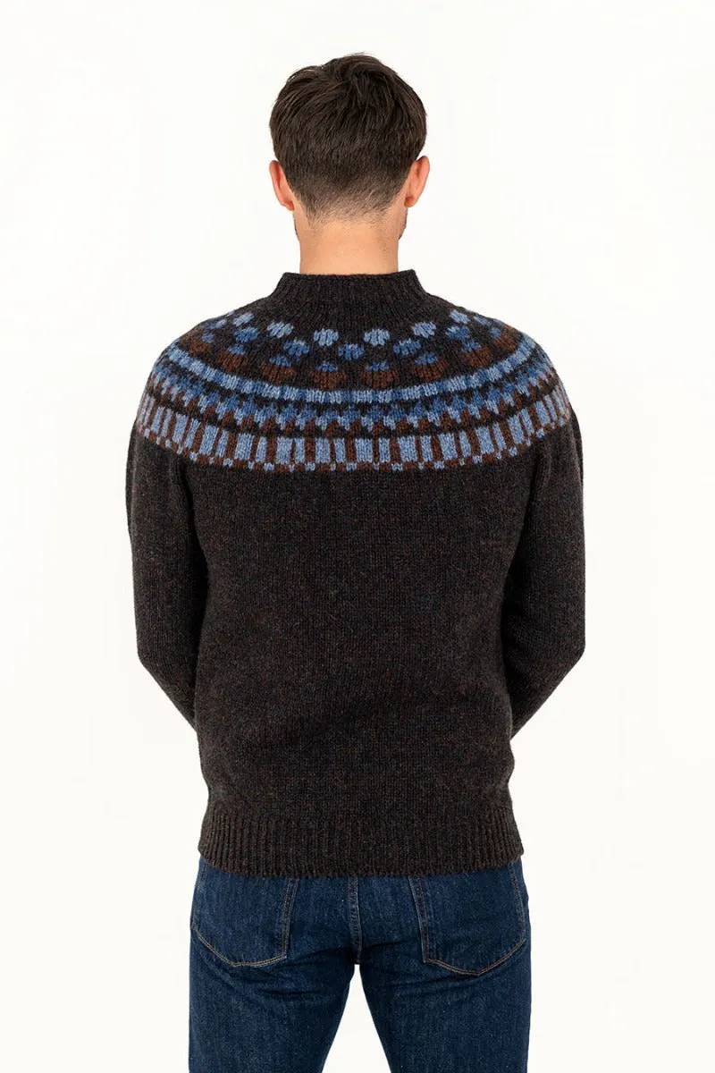 Mens Fair isle Staffa Yoke Jumper - Brown