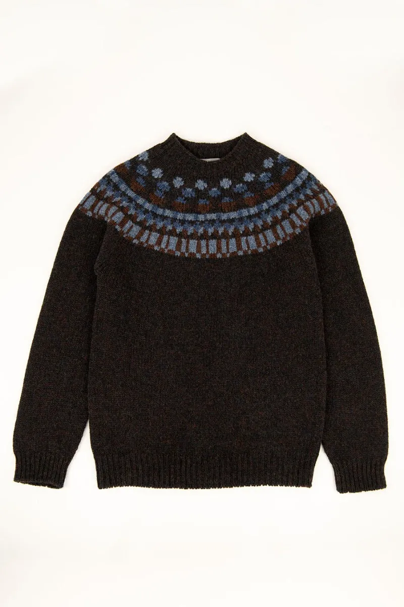 Mens Fair isle Staffa Yoke Jumper - Brown