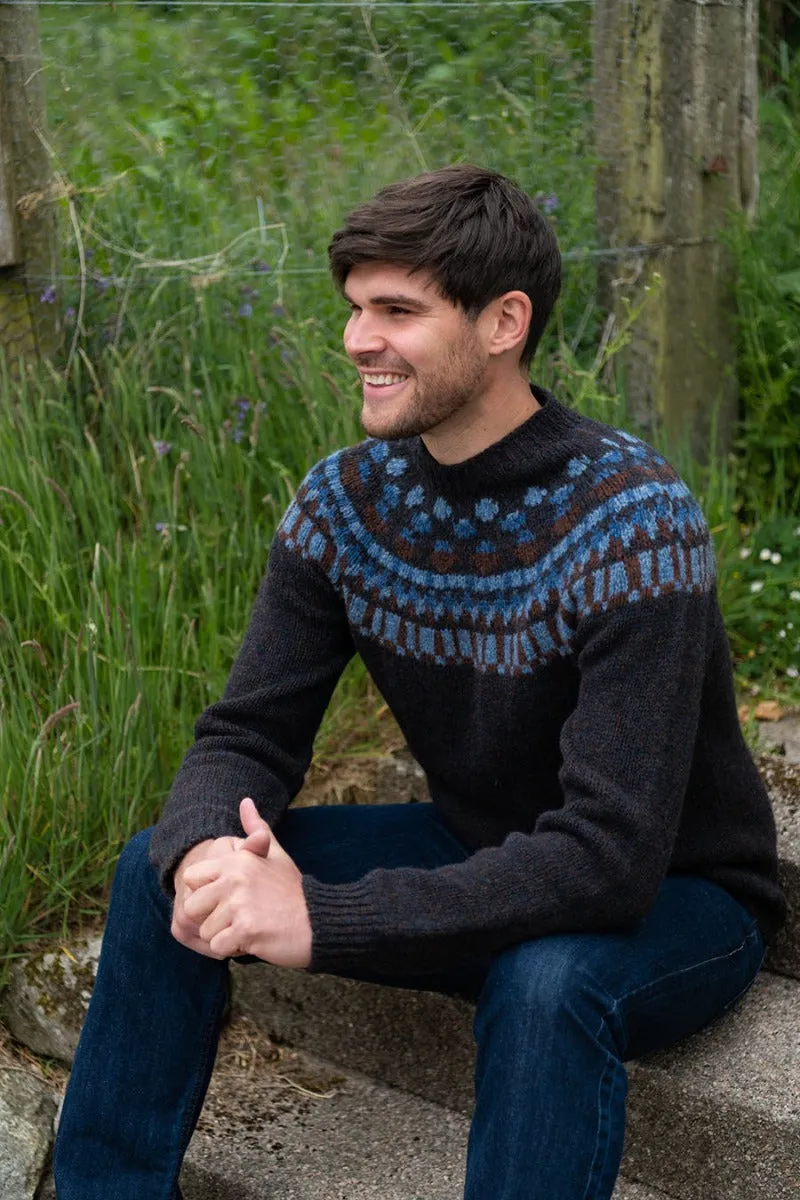 Mens Fair isle Staffa Yoke Jumper - Brown