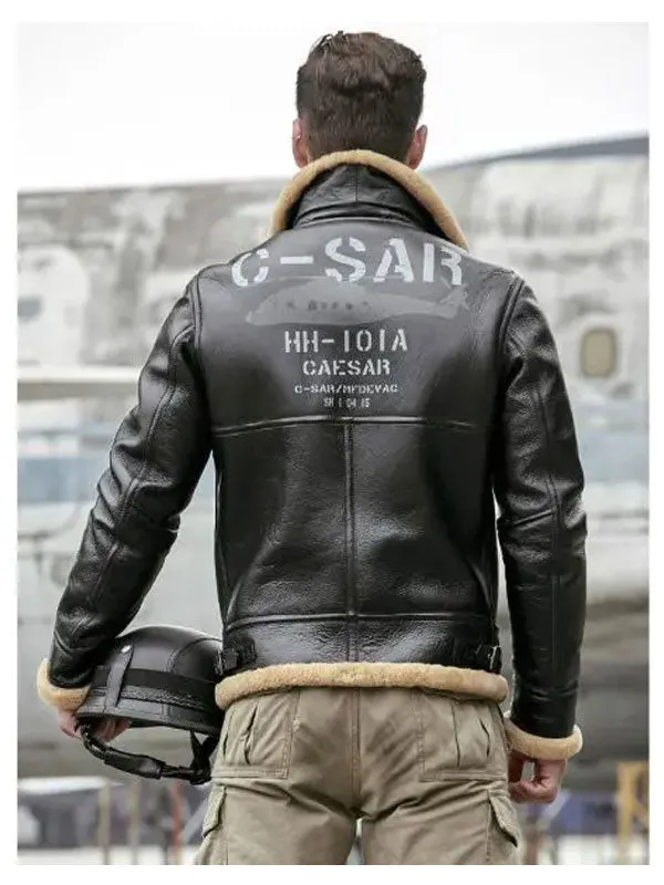 Mens Thick Winter Motorcycle Shearling Fur Leather Jacket Coat